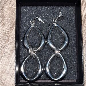 Stainless Steel Double Teardrop Drop Earrings